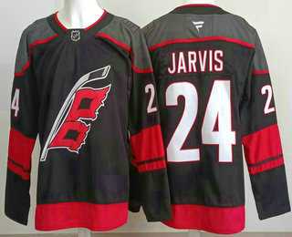 Men%27s Carolina Hurricanes #24 Seth Jarvis Black Authentic Jersey->edmonton oilers->NHL Jersey